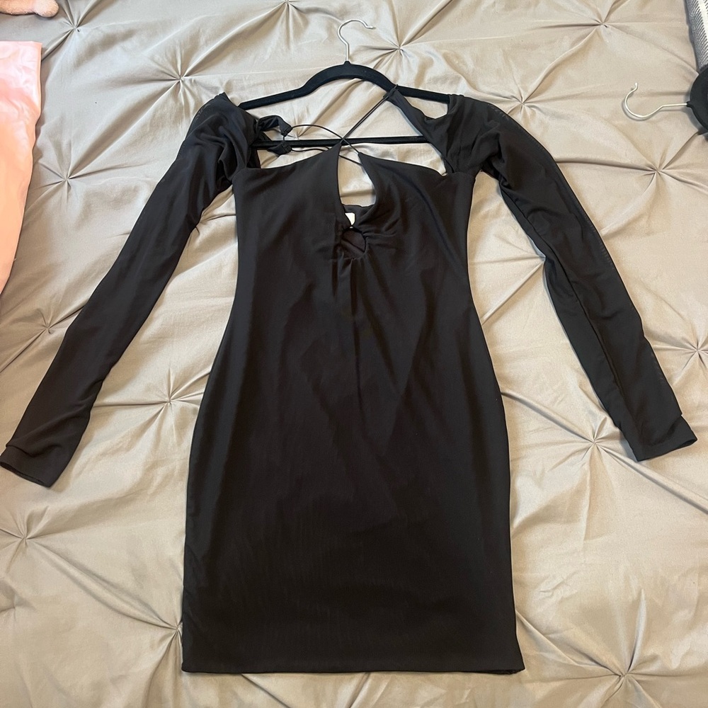Oh Polly Black Asymmetrical Cut-Out Bodycon Dress